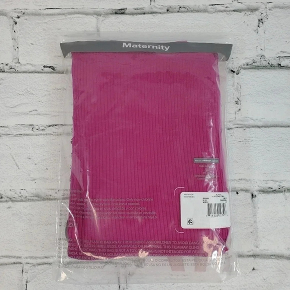 Pink/Fuchsia Womens Maternity Dress Short Sleeve, Side Rouching, Scoop Neck - Picture 5 of 6